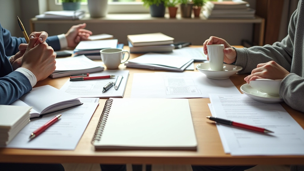 Bureau surchargé avec papiers, objets et documents éparpillés, montrant la charge visuelle et mentale d'un espace désorganisé