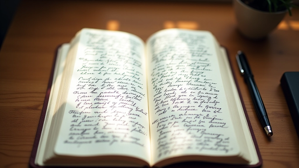 Journal ouvert avec texte manuscrit dense, représentant un exercice de vidage mental structuré