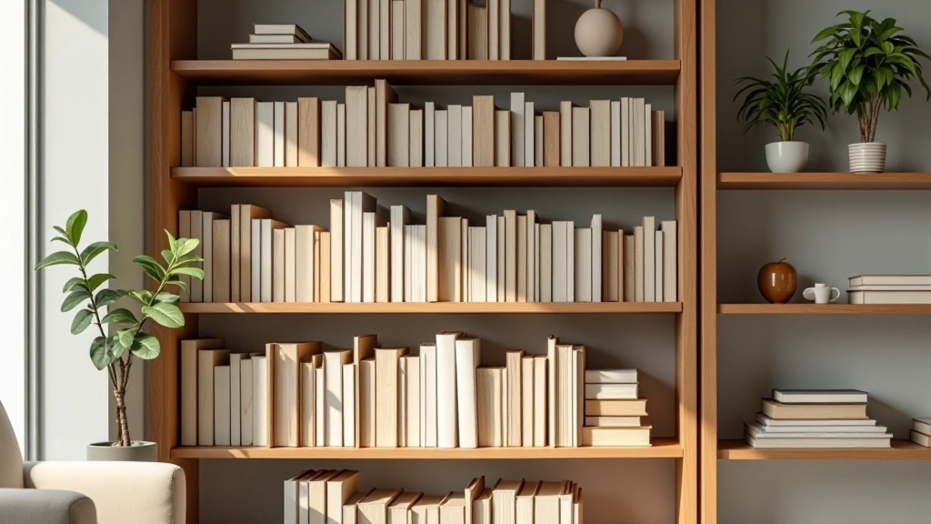 Étagère avec livres et objets rangés de manière harmonieuse